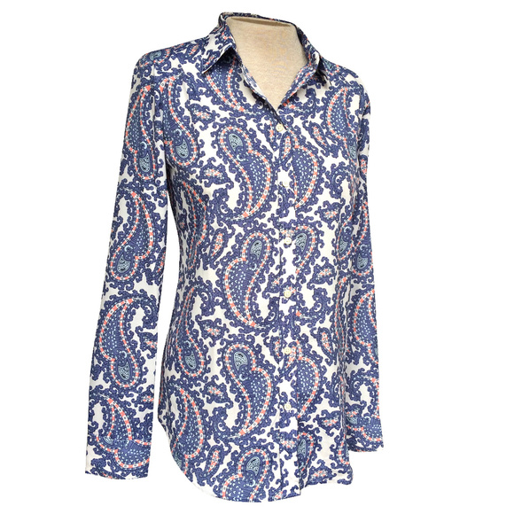 Banana Republic Periwinkle Paisley Dillon Shirt S - Picture 2 of 5